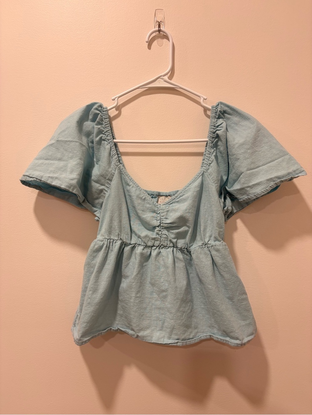 Abound Light Blue Puff Sleeve Babydoll Top